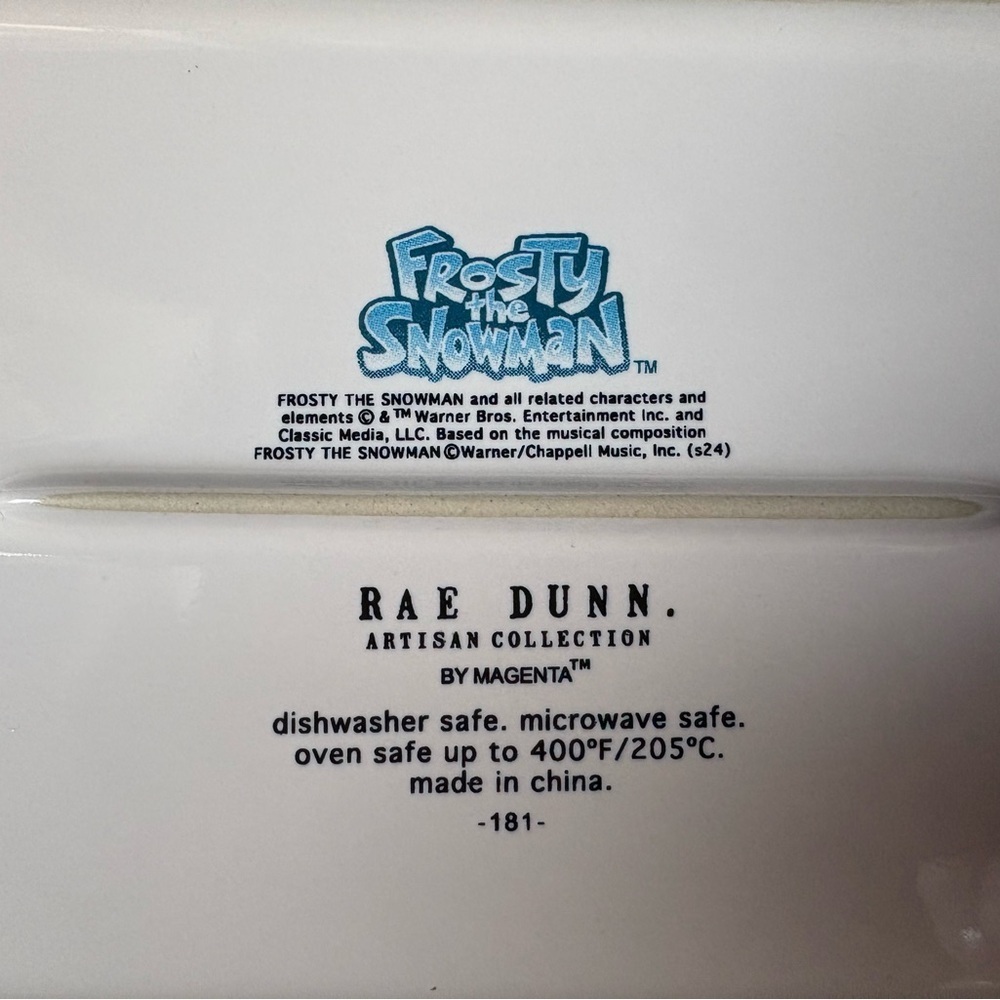 Rae Dunn Frosty the Snowman Collection Casserole Dish - Picture 2 of 3
